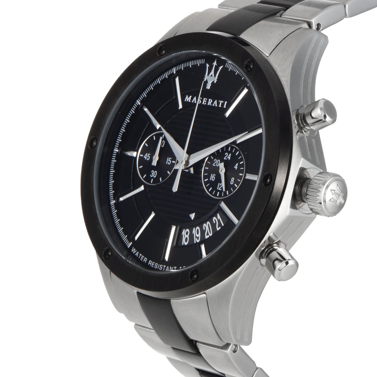 Maserati Circuito R8873627003 44mm Men’s Chronograph Watch – Black Dial & Two-Tone Link Bracelet
