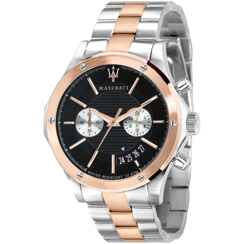 Maserati Circuito R8873627004 44mm Men’s Chronograph Watch – Black Dial & Two-Tone Link Bracelet