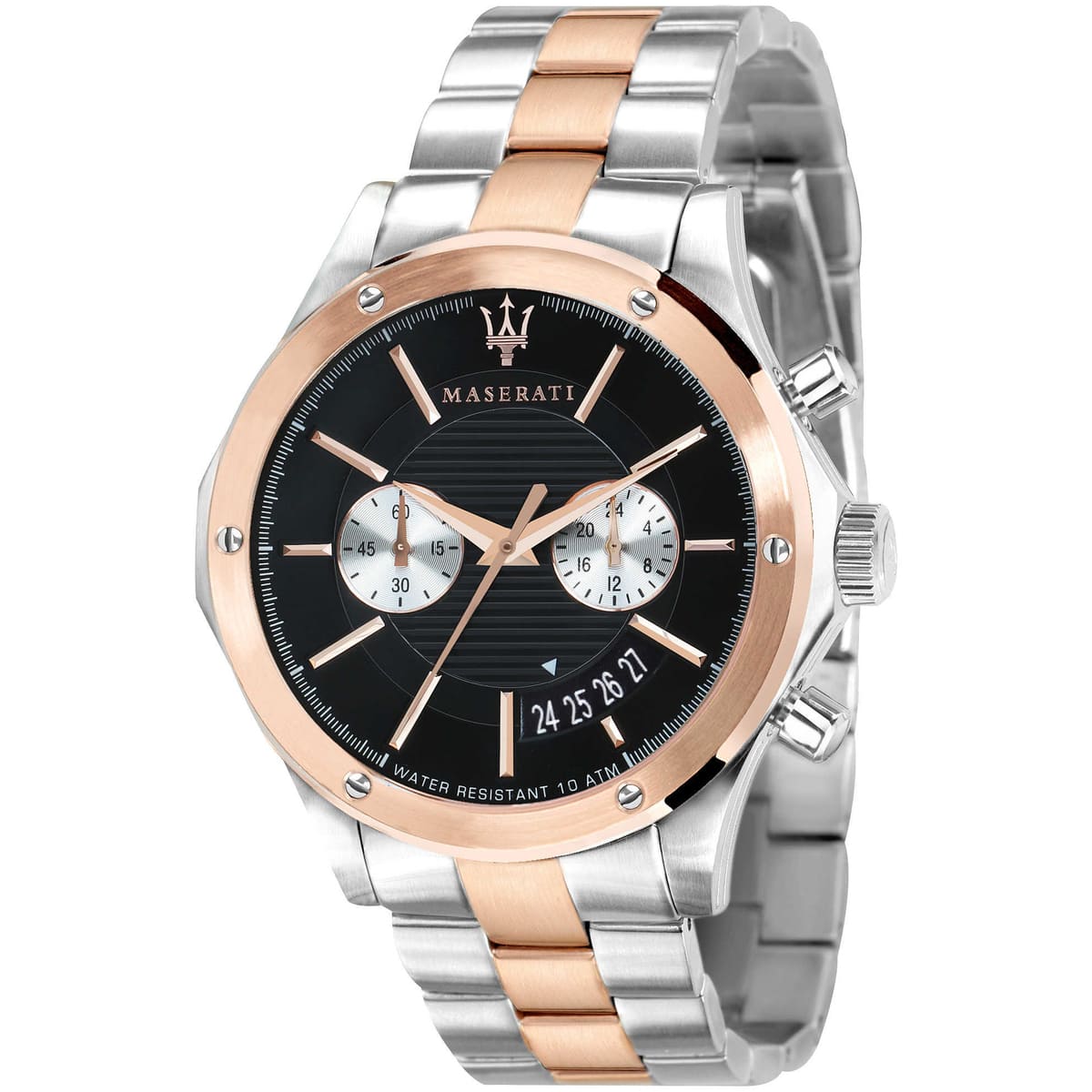 Maserati Circuito R8873627004 44mm Men’s Chronograph Watch – Black Dial & Two-Tone Link Bracelet