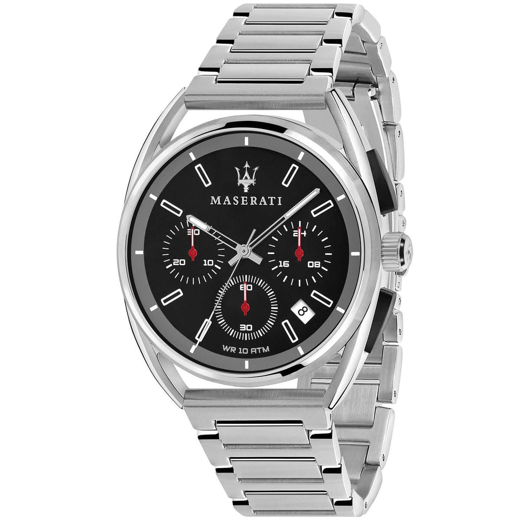 Maserati Trimarano R8873632003 41mm Men’s Chronograph Watch – Black Racing Dial & Silver-Tone Link Bracelet