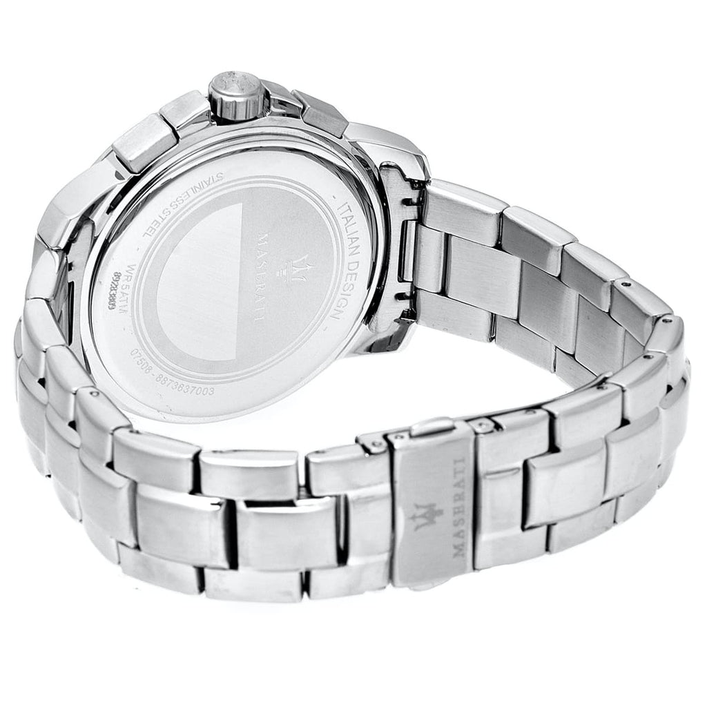 Maserati Royale R8873637003 45mm Men’s Chronograph Watch – Gray Striped Dial & Silver Link Bracelet