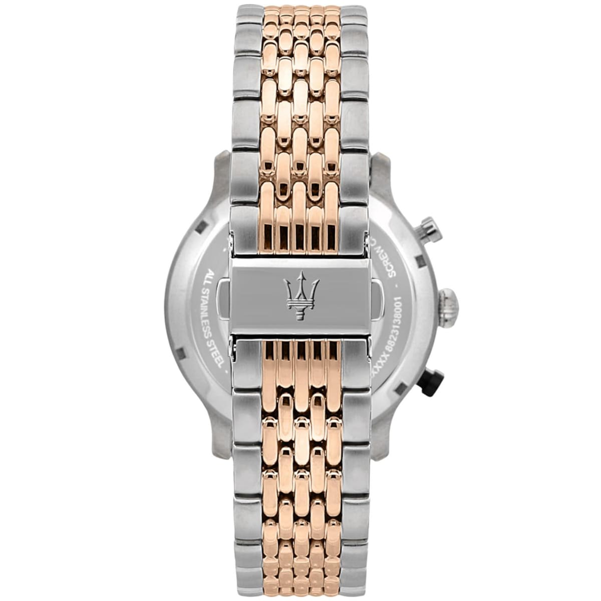 Maserati Legend R8873638002 42mm Men’s Chronograph Watch – Cream-White Panda Dial & Two-Tone Grain-Link Bracelet