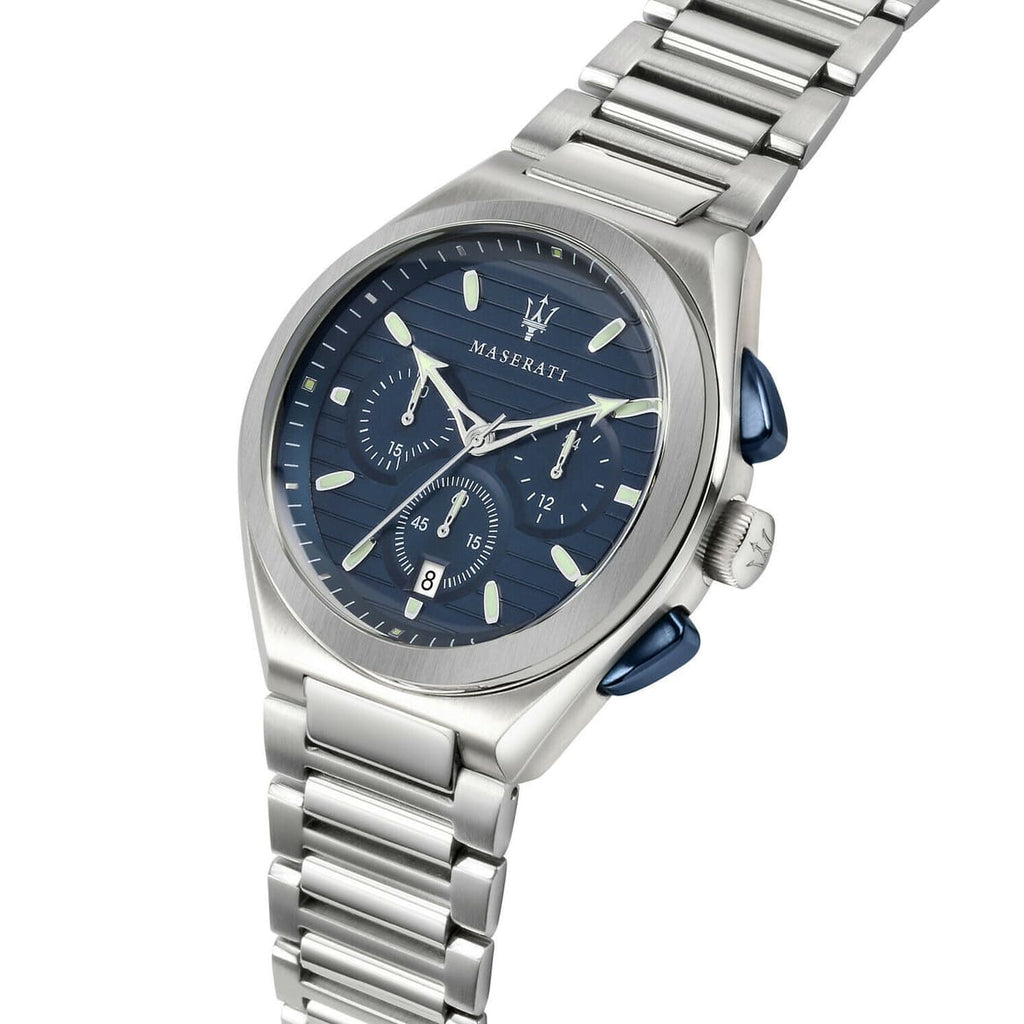 Maserati Triconic R8873639001 45mm Men’s Chronograph Watch – Blue Dial & Link Bracelet