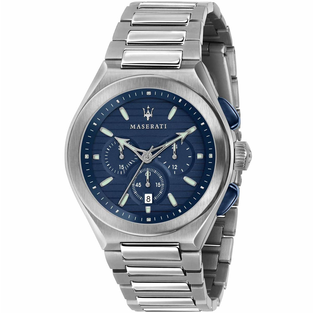 Maserati Triconic R8873639001 45mm Men’s Chronograph Watch – Blue Dial & Link Bracelet