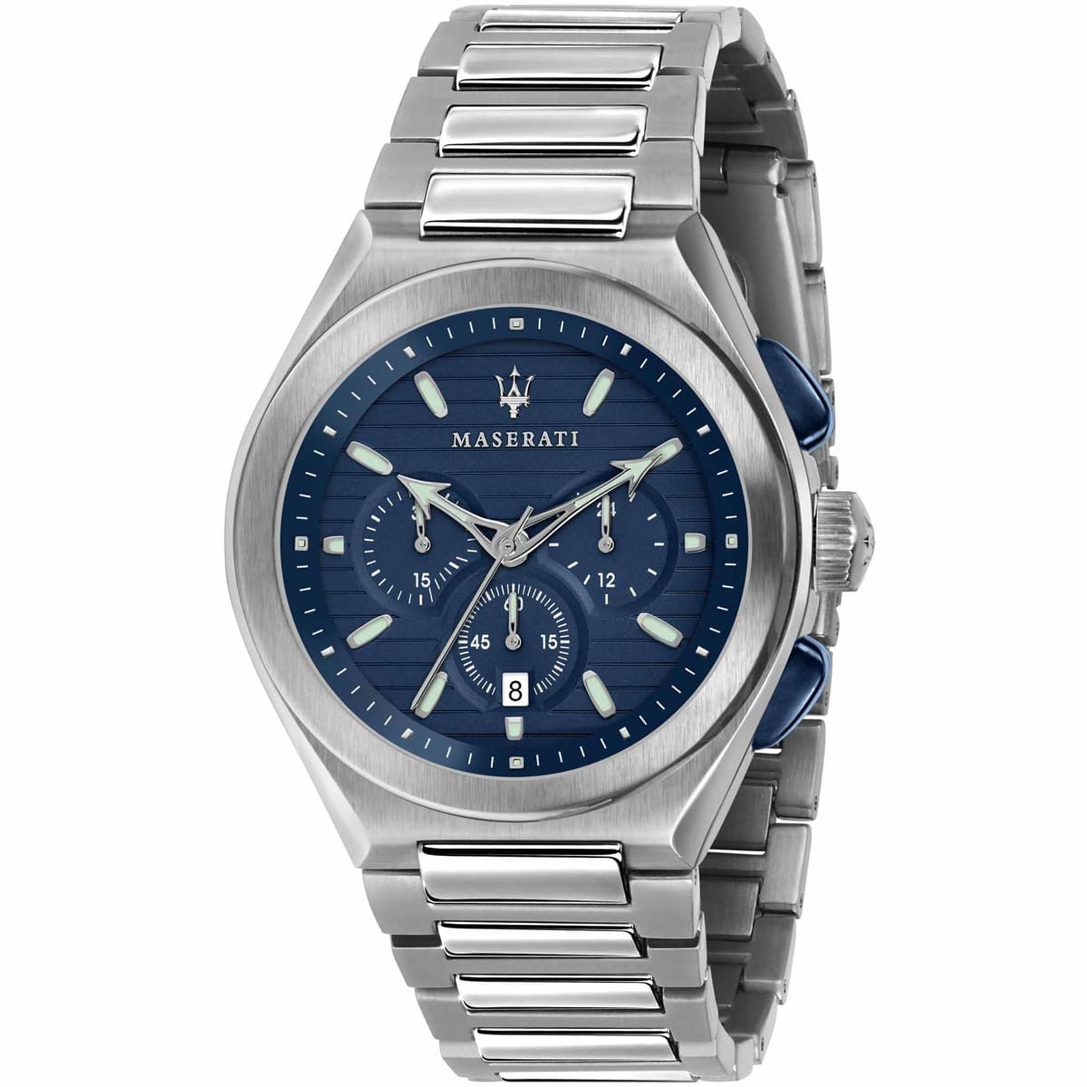 Maserati Triconic R8873639001 45mm Men’s Chronograph Watch – Blue Dial & Link Bracelet
