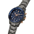 Maserati Sfida R8873640001 44mm Men’s Chronograph Watch – Blue Sunray Dial & Gunmetal Gray Link Bracelet