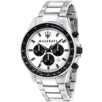 Maserati Sfida R8873640003 44mm Men’s Chronograph Watch – White Panda Dial & Silver-Tone Link Bracelet