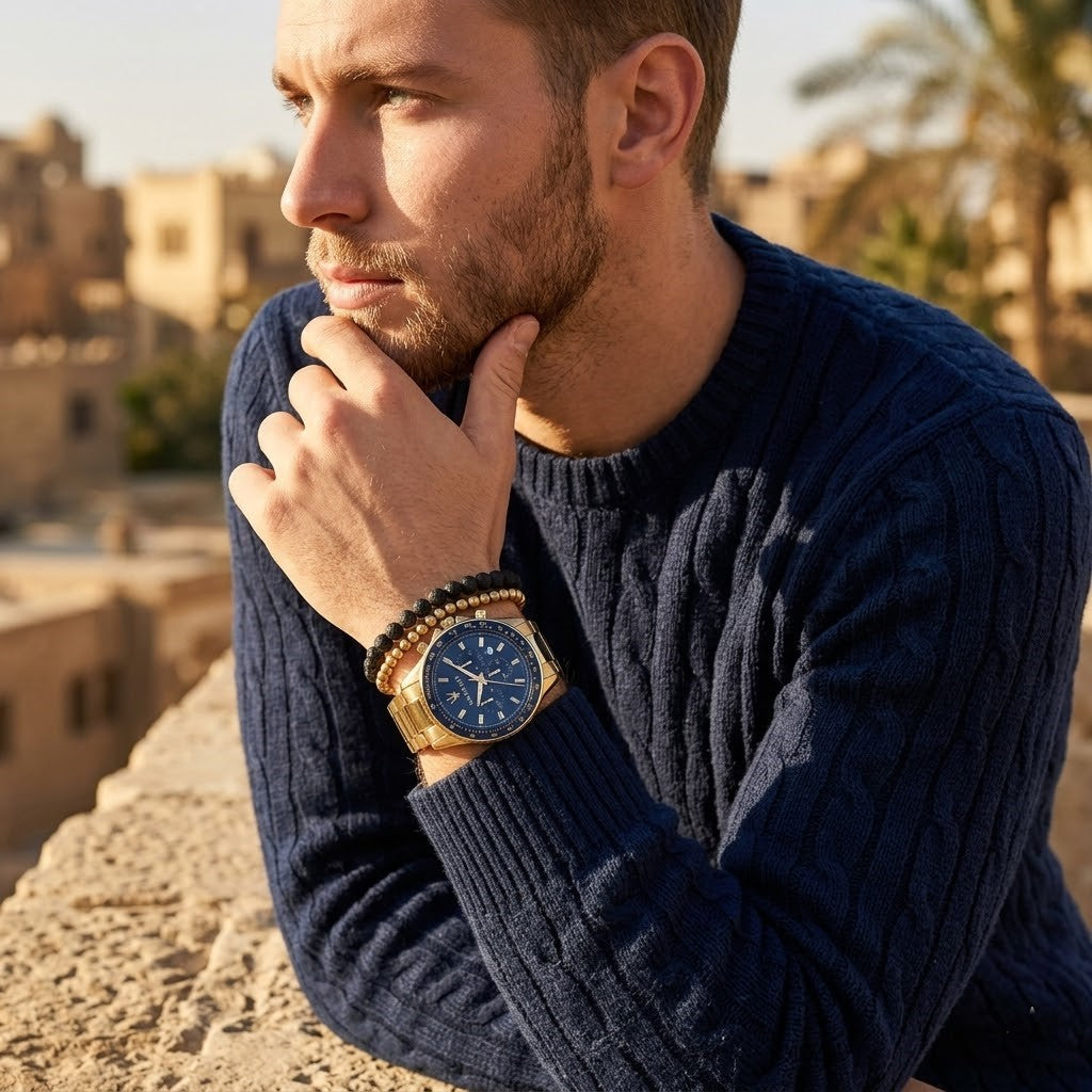 Maserati Sfida R8873640008 44mm Men’s Chronograph Watch – Blue Sunray Dial & Gold Link Bracelet