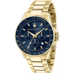 Maserati Sfida R8873640008 44mm Men’s Chronograph Watch – Blue Sunray Dial & Gold Link Bracelet
