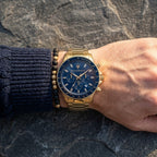 Maserati Sfida R8873640008 44mm Men’s Chronograph Watch – Blue Sunray Dial & Gold Link Bracelet