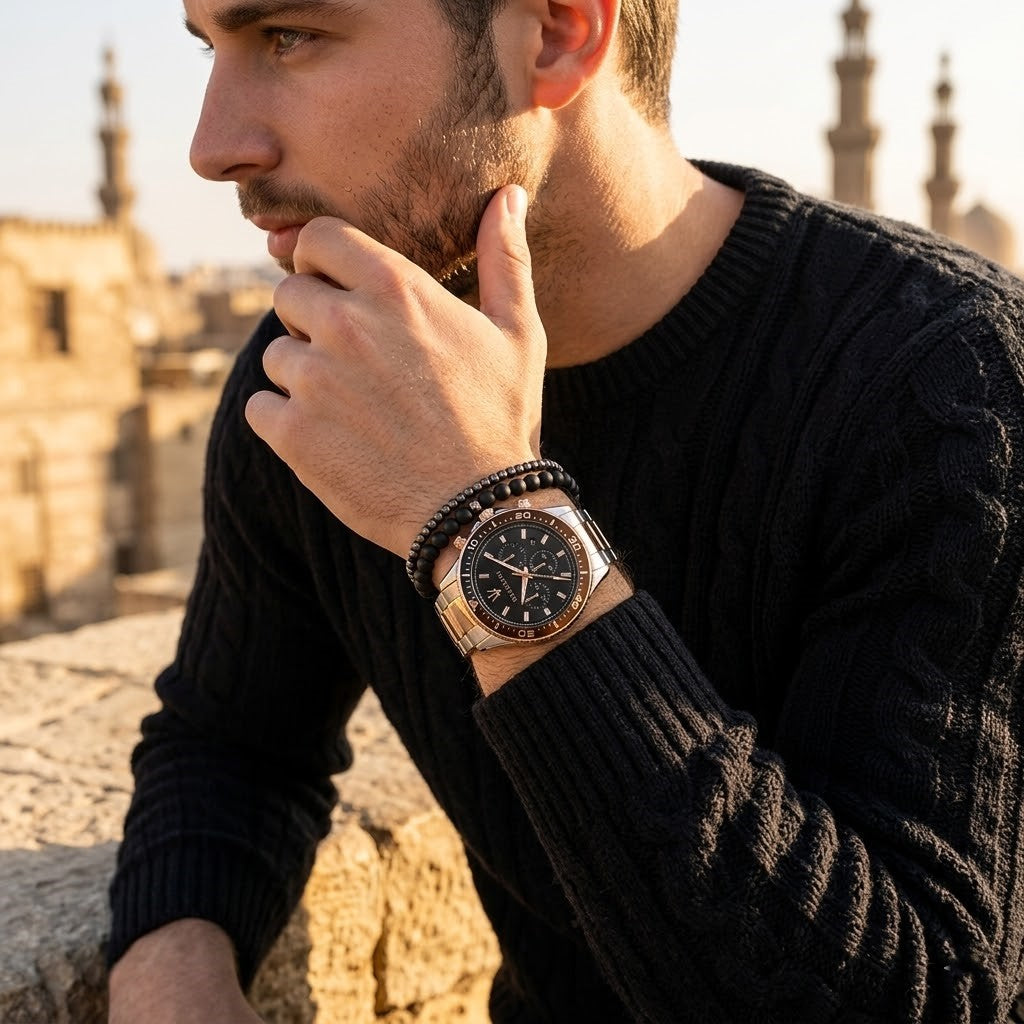 Maserati Sfida R8873640009 44mm Men’s Chronograph Watch – Black Dial & Two-Tone Link Bracelet