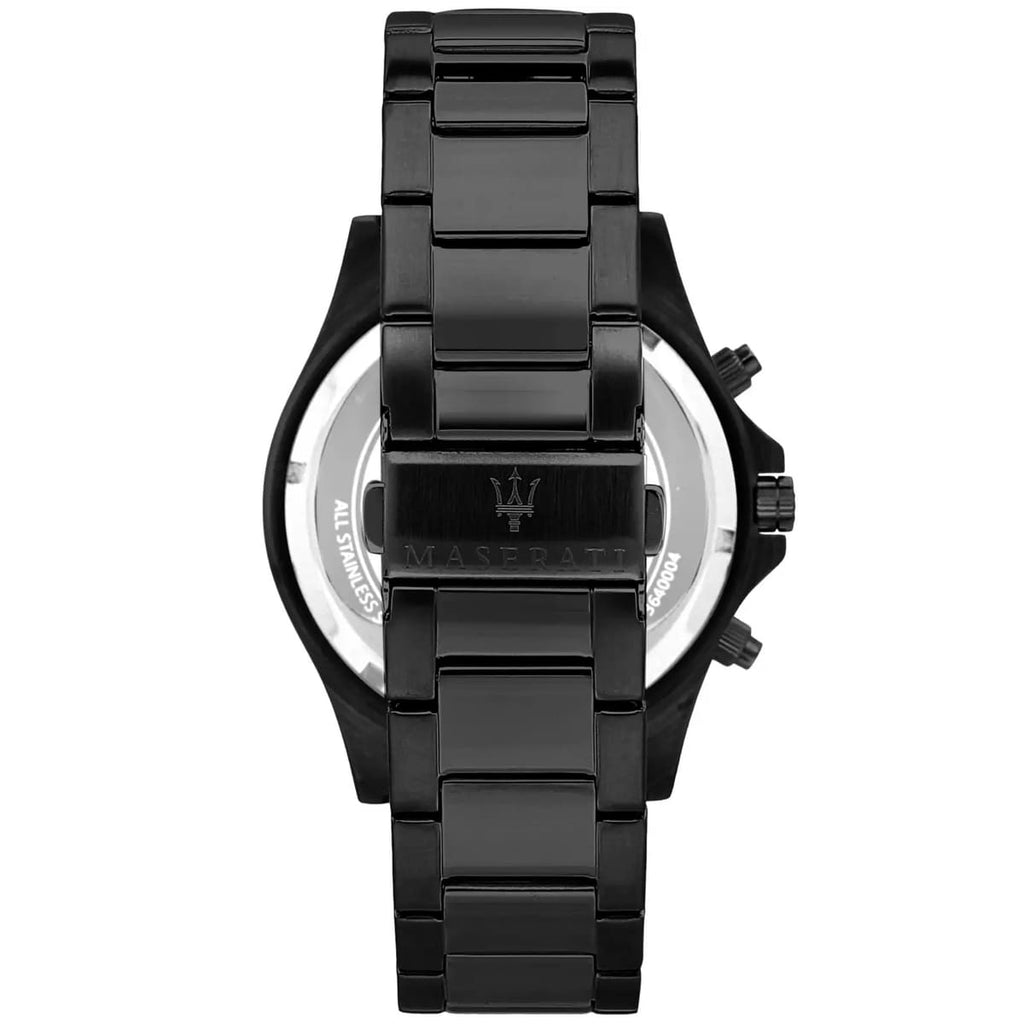 Maserati Sfida R8873640011 44mm Men’s Chronograph Watch – Black Sunray Dial & All-Black Link Bracelet