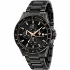 Maserati Sfida R8873640011 44mm Men’s Chronograph Watch – Black Sunray Dial & All-Black Link Bracelet