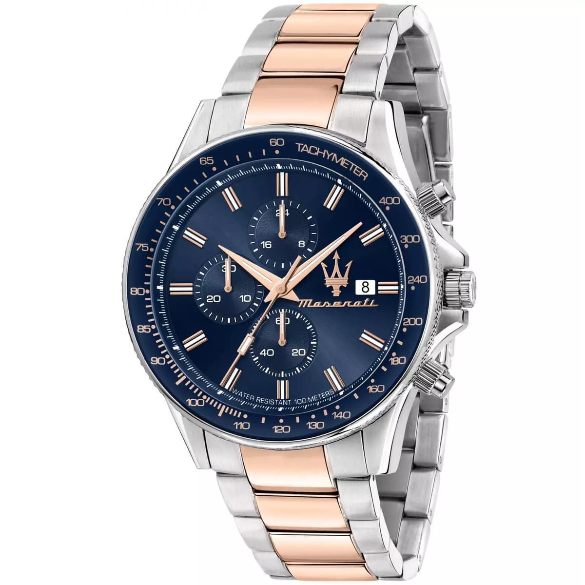 Maserati Sfida R8873640012 44mm Men’s Chronograph Watch – Blue Sunray Dial & Two-Tone Link Bracelet