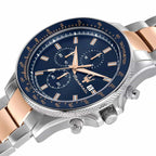 Maserati Sfida R8873640012 44mm Men’s Chronograph Watch – Blue Sunray Dial & Two-Tone Link Bracelet