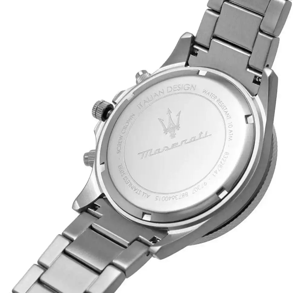 Maserati Sfida R8873640015 44mm Men’s Chronograph Watch – Black Dial & Silver-Tone Link Bracelet