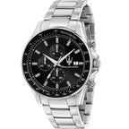 Maserati Sfida R8873640015 44mm Men’s Chronograph Watch – Black Dial & Silver-Tone Link Bracelet