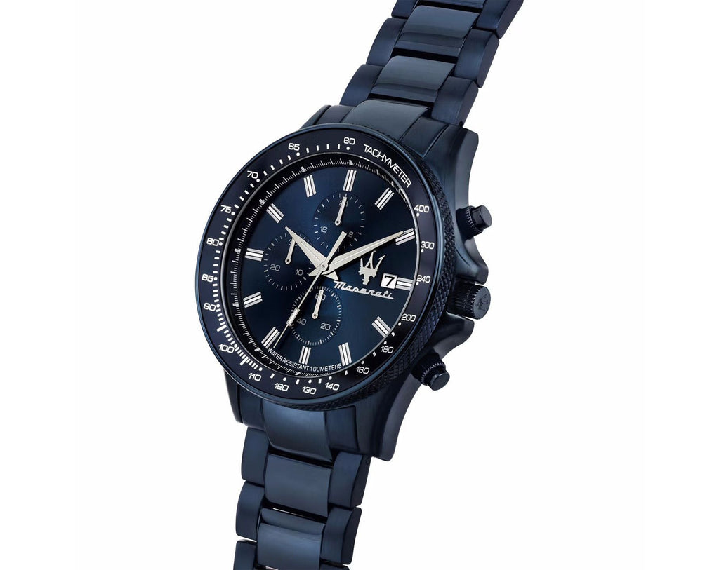 Maserati Sfida R8873640023 44mm Men’s Chronograph Watch – Deep Blue Dial & Blue Link Bracelet