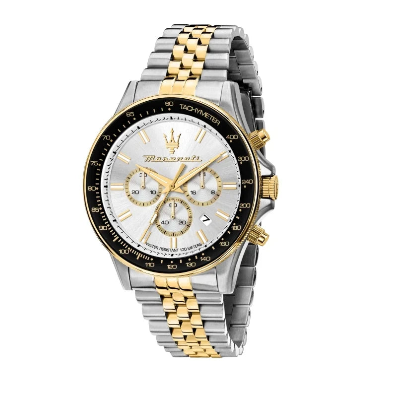 Maserati Sfida R8873640024 44mm Men’s Chronograph Watch – Silver Dial & Distinguished Jubilee Link Bracelet