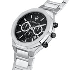 Maserati Stile R8873642004 45mm Men’s Chronograph Watch – Black Textured Dial & Link Bracelet