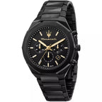 Maserati Stile R8873642005 45mm Men’s Chronograph Watch – Black Textured Dial & Black Stainless Steel Link Bracelet