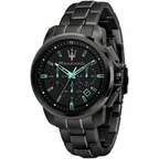 Maserati Successo Aqua Edition R8873644004 44mm Men’s Chronograph Watch – Black Dial & Black Link Bracelet