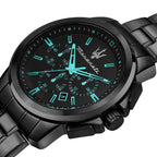 Maserati Successo Aqua Edition R8873644004 44mm Men’s Chronograph Watch – Black Dial & Black Link Bracelet