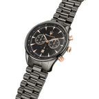 Maserati Traguardo R8873646001 45mm Men’s Chronograph Watch – Black Dial & Gunmetal Grey Link Bracelet