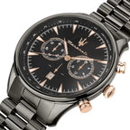 Maserati Traguardo R8873646001 45mm Men’s Chronograph Watch – Black Dial & Gunmetal Grey Link Bracelet