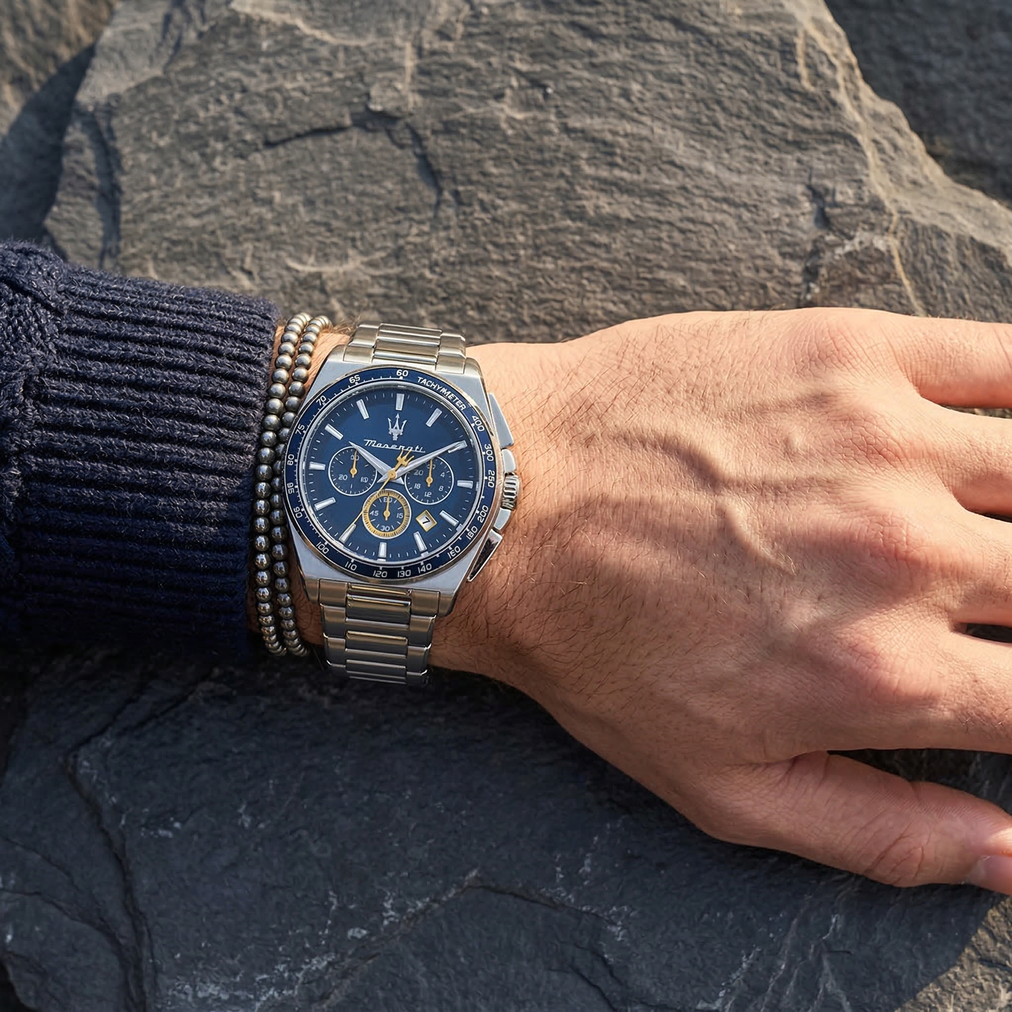 Maserati Velocita R8873652001 45mm Men’s Chronograph Watch – Blue Racing Dial & Silver-Tone Link Bracelet