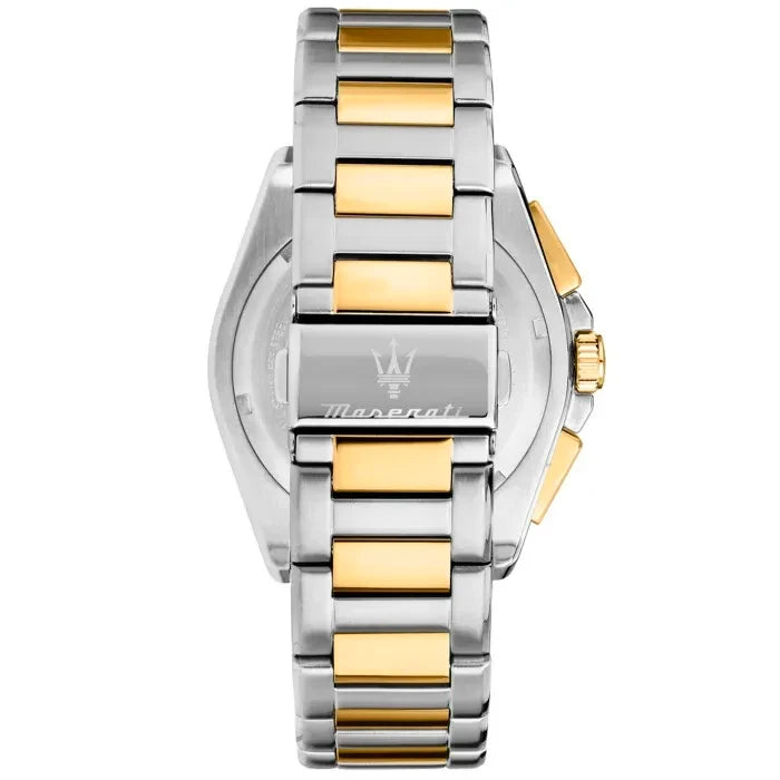 Maserati Velocita R8873652003 45mm Men’s Chronograph Watch – Black Textured Dial & Two-Tone Link Bracelet