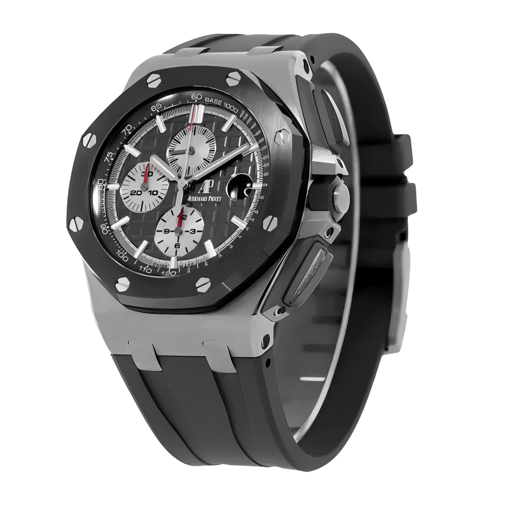 Audemars Piguet Royal Oak Offshore 43mm Men's Quartz Watch – Black with Black Silicone Strap