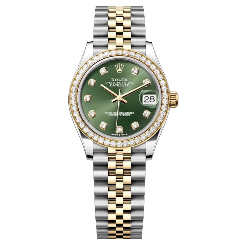 Rolex Datejust 31mm Women’s Master Quality Watch – Green Dial, Yellow Two-Tone Jubilee Bracelet & Yellow Gold-Tone Diamond-Set Bezel