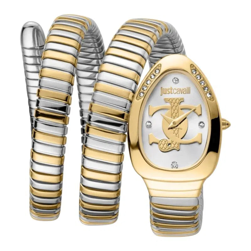 Just Cavalli Signature JC1L228M0065 22mm Women's Quartz Watch – Silver with Silver & Gold Stainless Steel Bracelet