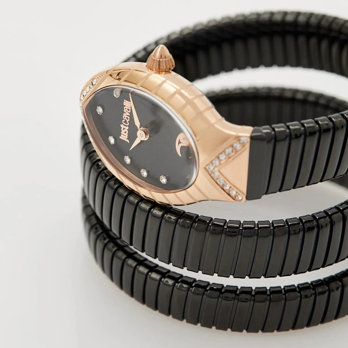Just Cavalli Signature Snake JC1L248M0085 23mm Women's Quartz Watch – Black with Black Stainless Steel Bracelet
