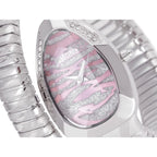 Just Cavalli Signature Snake JC1L225M0015 34mm Women's Quartz Watch – Silver & Pink with Silver Stainless Steel Bracelet