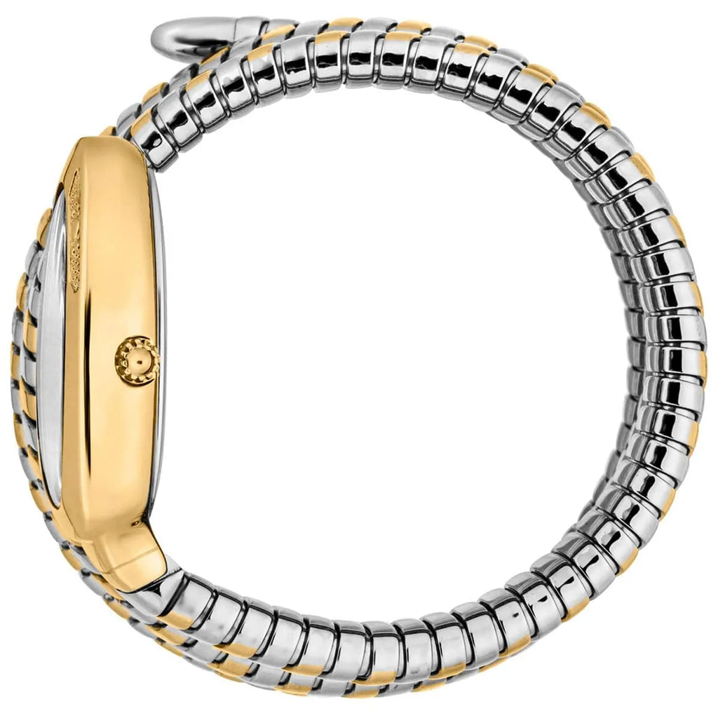 Just Cavalli Signature Snake JC1L232M0055 22mm Women's Quartz Watch – Silver with Silver & Gold Stainless Steel Bracelet
