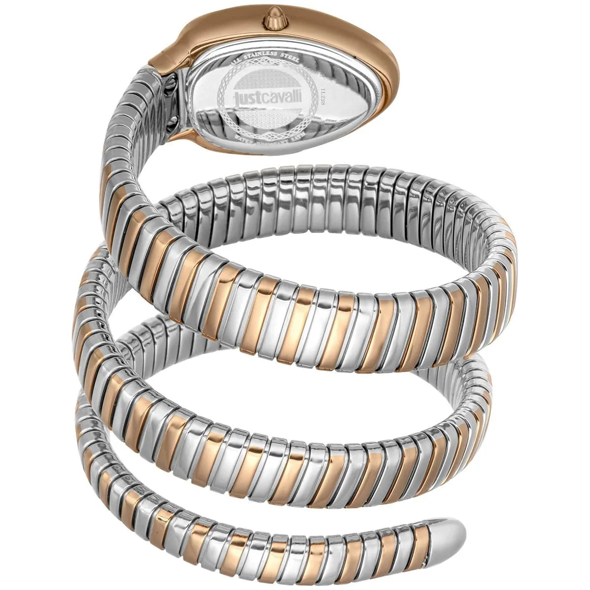 Just Cavalli Signature JC1L228M0085 23mm Women's Quartz Watch – White with Silver & Copper Stainless Steel Bracelet