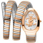 Just Cavalli Signature JC1L228M0085 23mm Women's Quartz Watch – White with Silver & Copper Stainless Steel Bracelet