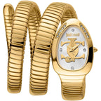 Just Cavalli Signature Snake JC1L228M0035 22mm Women's Quartz Watch – Silver with Gold Stainless Steel Bracelet