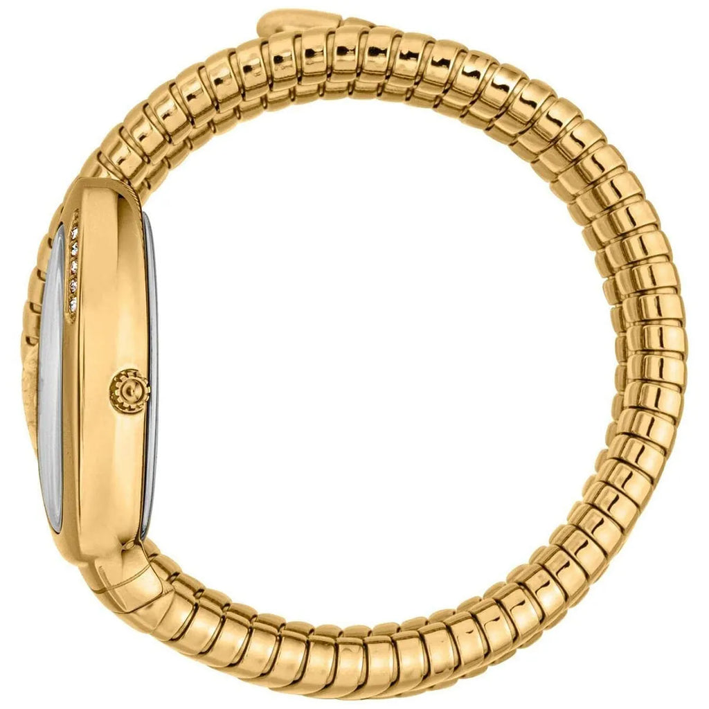 Just Cavalli Signature Snake JC1L230M0035 22mm Women's Quartz Watch – Silver with Gold Stainless Steel Bracelet