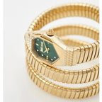 Just Cavalli Signature Snake JC1L370M0035 22mm Women's Quartz Watch – Green with Gold Stainless Steel Bracelet