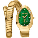 Just Cavalli Signature Snake JC1L229M0035 32mm Women's Quartz Watch – Green with Gold Stainless Steel Bracelet