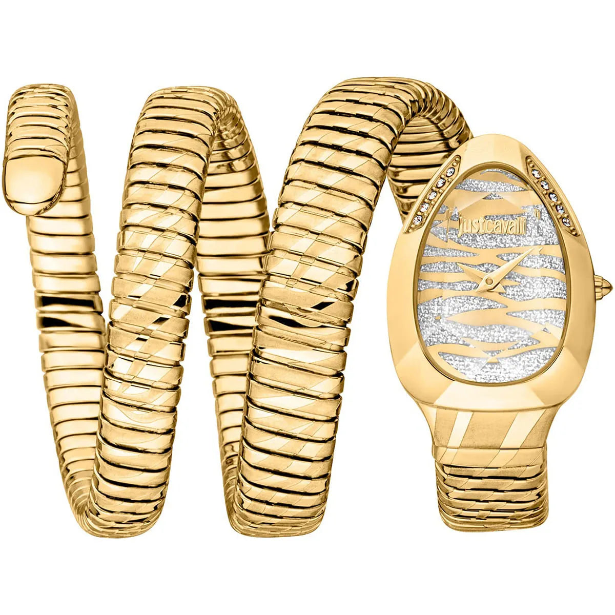 Just Cavalli Signature Snake JC1L226M0025 22mm Women's Quartz Watch – Silver with Gold Stainless Steel Bracelet