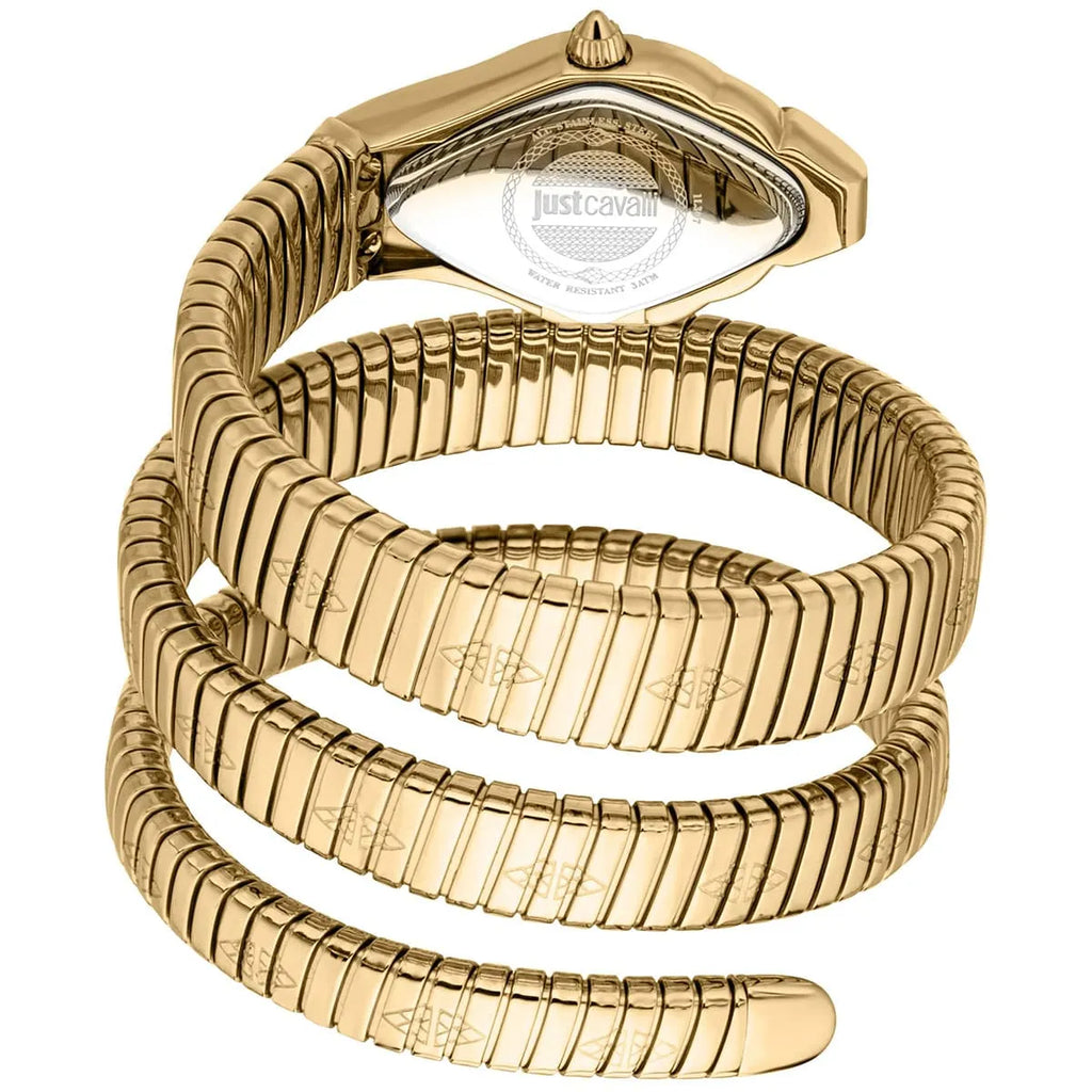 Just Cavalli Signature Snake JC1L307M0035 22mm Women's Quartz Watch – Green with Gold Stainless Steel Bracelet