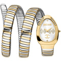 Just Cavalli Signature Snake JC1L230M0065 22mm Women's Quartz Watch – Silver with Silver & Gold Stainless Steel Bracelet