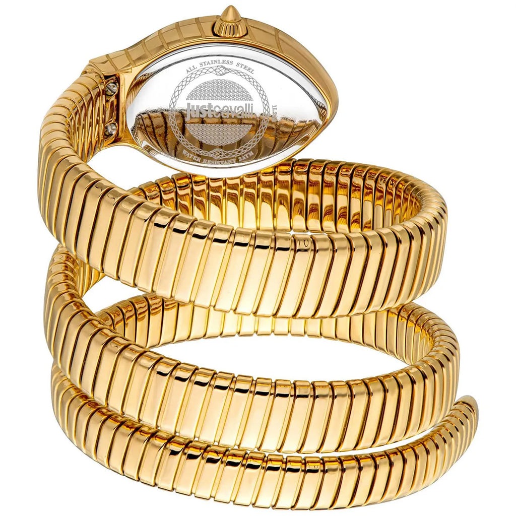 Just Cavalli Signature Snake JC1L248M0025 22mm Women's Quartz Watch – Silver with Gold Stainless Steel Bracelet