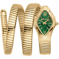 Just Cavalli Signature Snake JC1L307M0035 22mm Women's Quartz Watch – Green with Gold Stainless Steel Bracelet