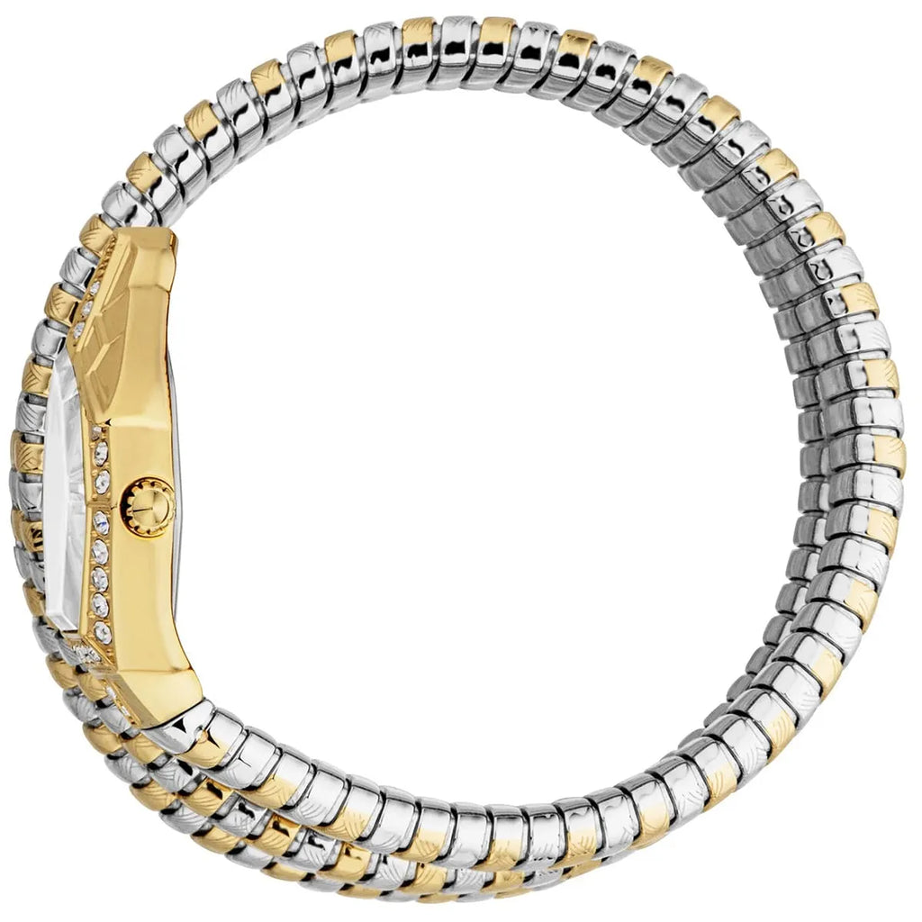 Just Cavalli Signature Snake JC1L304M0055 23mm Women's Quartz Watch – Silver with Silver & Gold Stainless Steel Bracelet