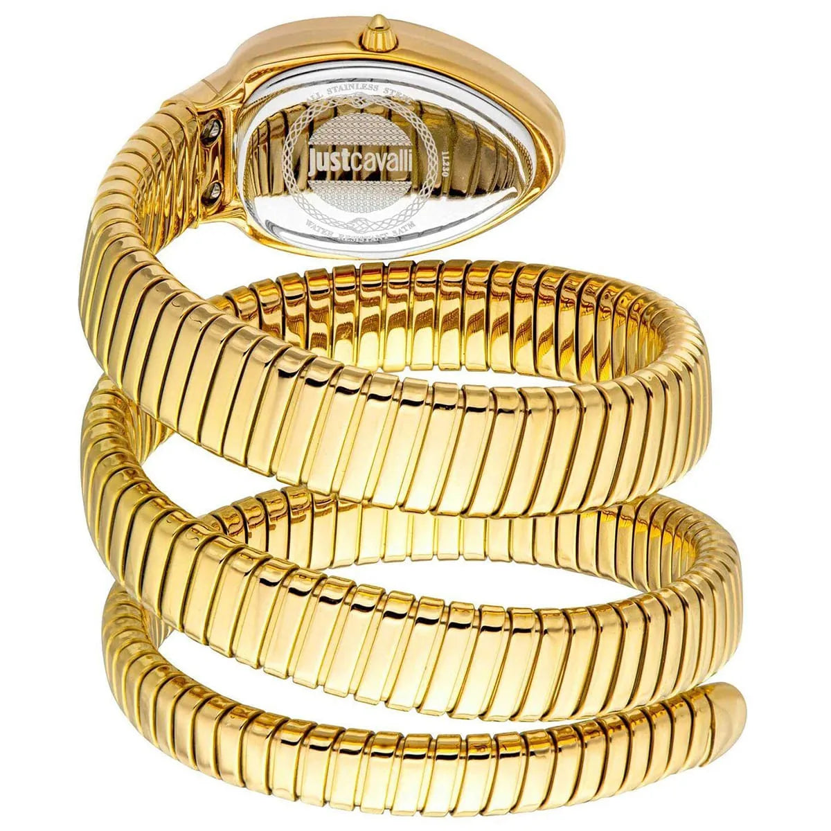 Just Cavalli Signature Snake JC1L230M0035 22mm Women's Quartz Watch – Silver with Gold Stainless Steel Bracelet